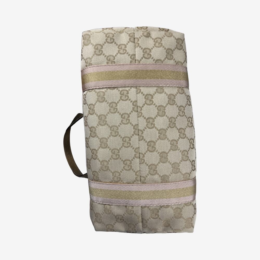 Gucci Jolicoeur GG Canvas Gold Leather Trim Tote Shoulder With Charm Cards Italy - Picture 12 of 15